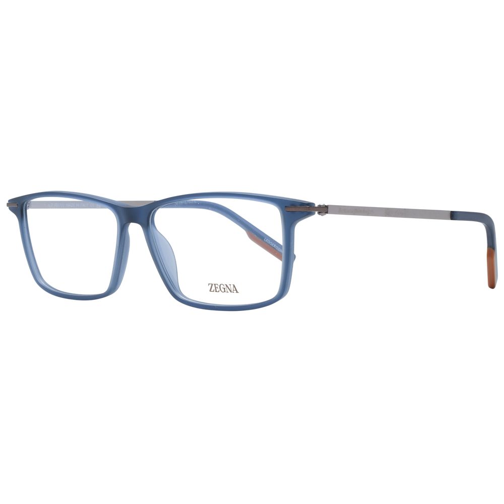 Eyeglasses Frames by Ermenegildo Zegna for men in plastic blue features a refined silhouette, showcasing a refined blue coloured frame and full-frame frame design for a sophisticated, premium look.