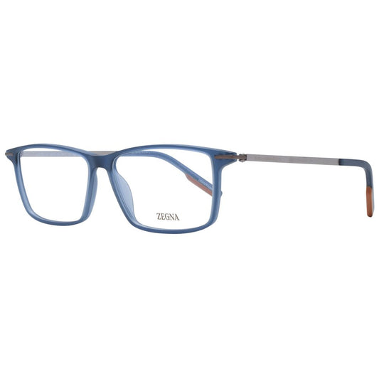Eyeglasses Frames by Ermenegildo Zegna for men in plastic blue features a refined silhouette, showcasing a refined blue coloured frame and full-frame frame design for a sophisticated, premium look.