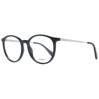 Eyeglasses Frames by Max & Co for women in plastic black showcases a reflective silhouette, artfully incorporating a sophisticated black coloured frame with a distinct full-frame frame design.