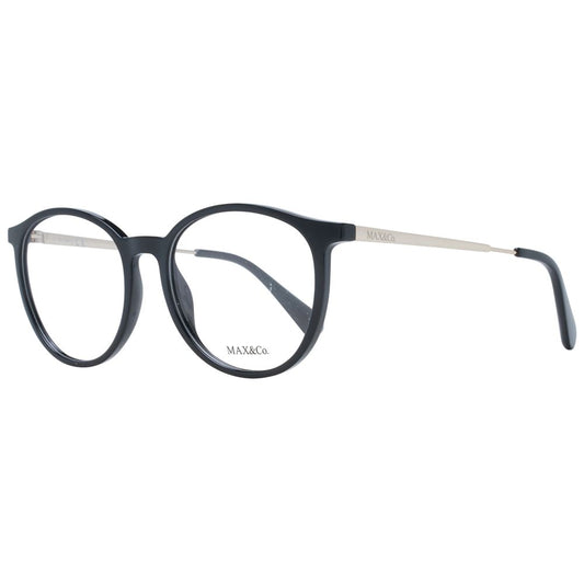 Eyeglasses Frames by Max & Co for women in plastic black showcases a reflective silhouette, artfully incorporating a sophisticated black coloured frame with a distinct full-frame frame design.