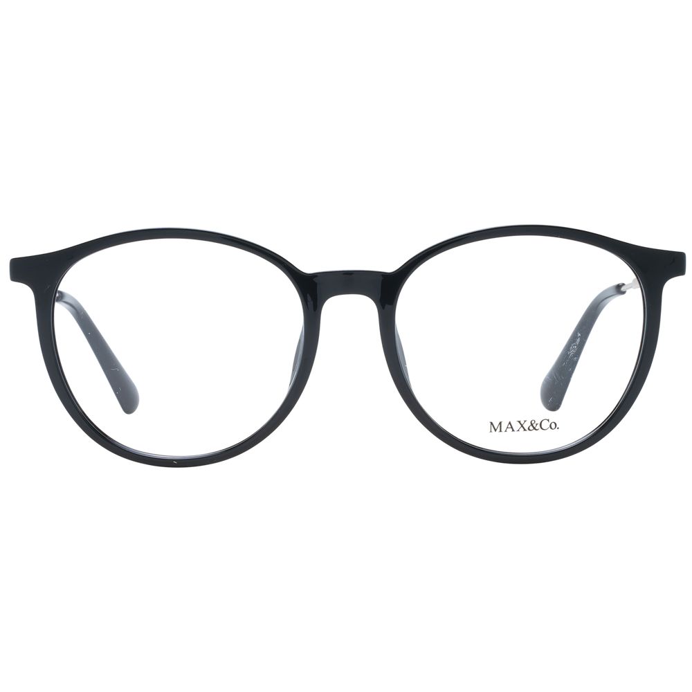Eyeglasses Frames by Max & Co for women in plastic black features an refined silhouette, showcasing the refined black coloured frame and sophisticated full-frame frame design.