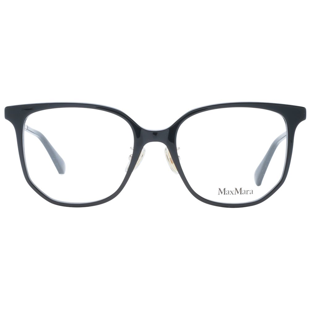 Eyeglasses Frames by Max Mara for women in plastic black showcases a refined full-frame frame design with a refined black coloured frame finish for a refined and sophisticated look.