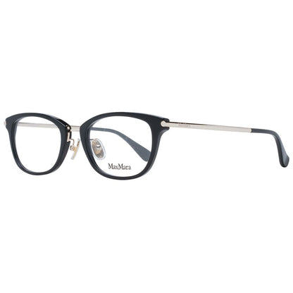 Eyeglasses Frames by Max Mara for women in plastic black showcases a reflective silhouette, artfully incorporating a sophisticated black coloured frame with a distinct full-frame frame design.