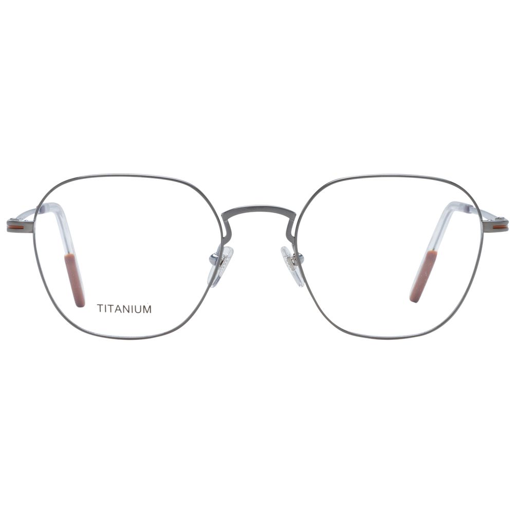 Eyeglasses Frames by Ermenegildo Zegna for men in titanium and gray showcases an refined full-frame frame design featuring a sophisticated gunmetal coloured frame for an refined and refined aesthetic.