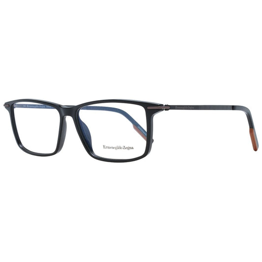 Eyeglasses Frames by Ermenegildo Zegna for men in plastic and black showcases a refined silhouette, detailed with a black coloured frame finish and a sophisticated full-frame frame design.