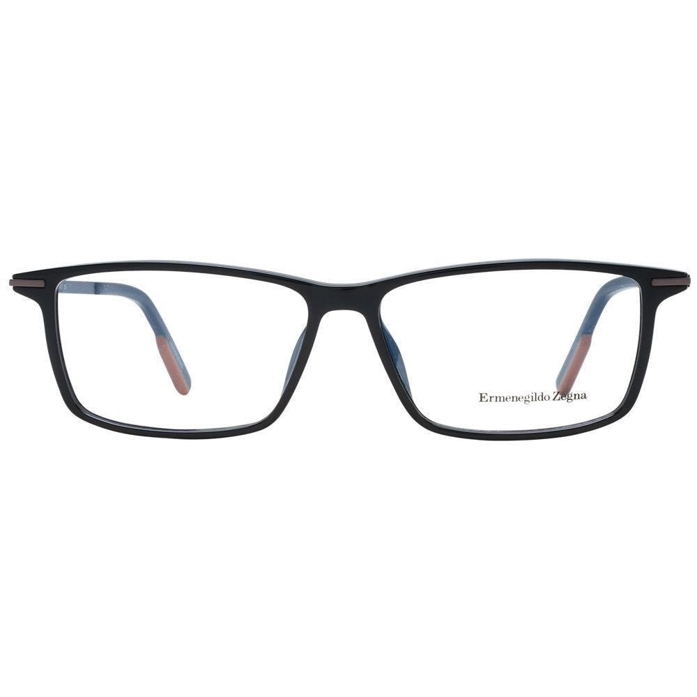 Eyeglasses Frames by Ermenegildo Zegna for men in plastic black features an refined silhouette, showcasing the refined black coloured frame and sophisticated full-frame frame design.