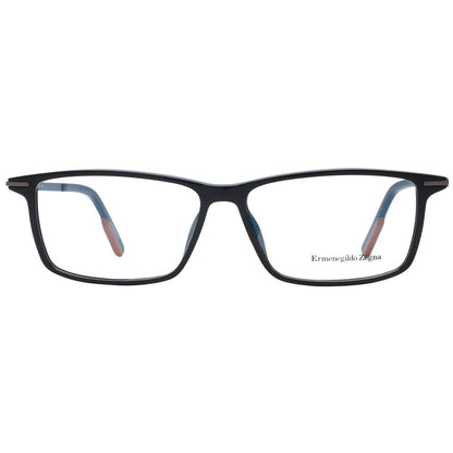 Eyeglasses Frames by Ermenegildo Zegna for men in plastic black features an refined silhouette, showcasing the refined black coloured frame and sophisticated full-frame frame design.