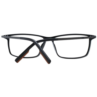 Eyeglasses Frames by Ermenegildo Zegna for men in plastic and black showcases a refined silhouette, detailed with a black coloured frame finish and a sophisticated full-frame frame design.