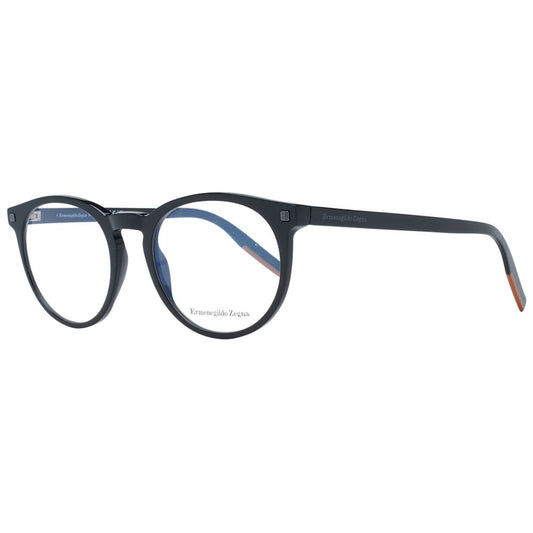 Eyeglasses Frames by Ermenegildo Zegna for men in plastic and black showcases an refined full-frame frame design featuring a sophisticated black coloured frame for an refined and refined aesthetic.