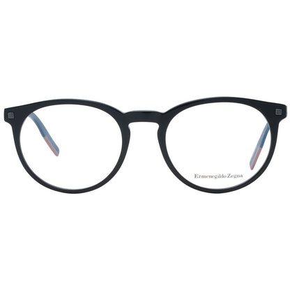 Eyeglasses Frames by Ermenegildo Zegna for men in plastic black features a refined silhouette, showcasing a refined black coloured frame and full-frame frame design for a sophisticated, premium look.
