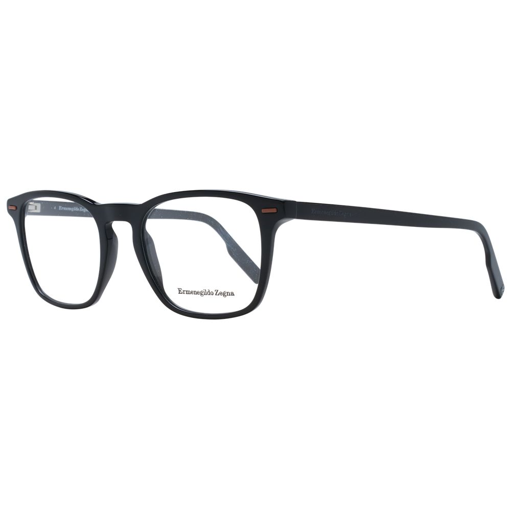 Eyeglasses Frames by Ermenegildo Zegna for men in plastic black features an refined silhouette, showcasing the refined black coloured frame and sophisticated full-frame frame design.