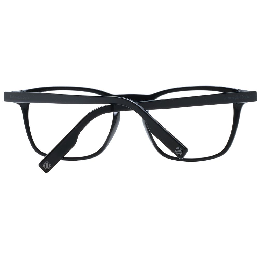 Eyeglasses Frames by Ermenegildo Zegna for men in plastic black showcases a reflective silhouette, artfully incorporating a sophisticated black coloured frame with a distinct full-frame frame design.