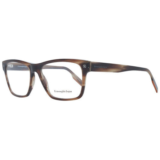 Eyeglasses Frames by Ermenegildo Zegna for men in plastic brown features an refined silhouette, showcasing the refined brown coloured frame and sophisticated full-frame frame design.