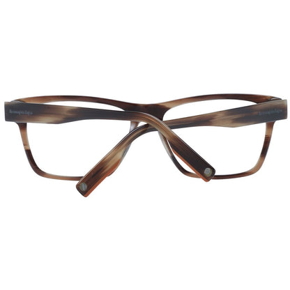Eyeglasses Frames by Ermenegildo Zegna for men in plastic brown features an refined silhouette, showcasing a sophisticated brown coloured frame and refined full-frame frame design for a refined look.