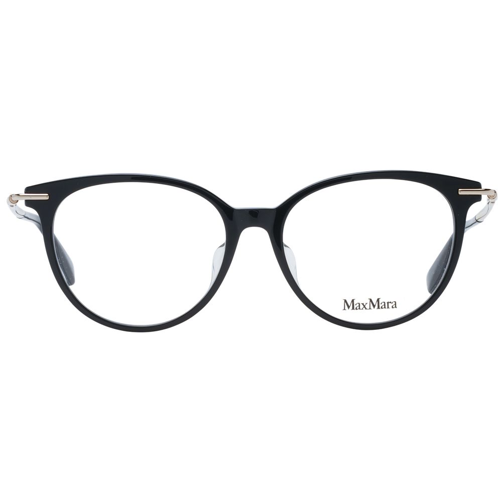 Eyeglasses Frames by Max Mara for women in plastic black features an refined silhouette, showcasing a sophisticated black coloured frame and refined full-frame frame design for a refined look.