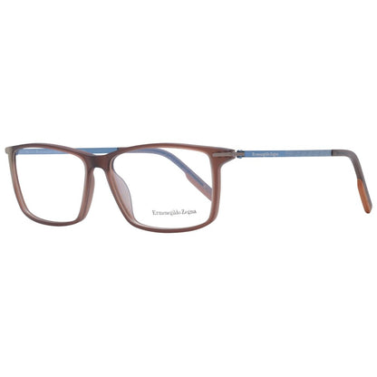 Eyeglasses Frames by Ermenegildo Zegna for men in plastic brown features an refined silhouette, showcasing the refined brown coloured frame and sophisticated full-frame frame design.