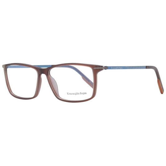 Eyeglasses Frames by Ermenegildo Zegna for men in plastic brown features an refined silhouette, showcasing the refined brown coloured frame and sophisticated full-frame frame design.