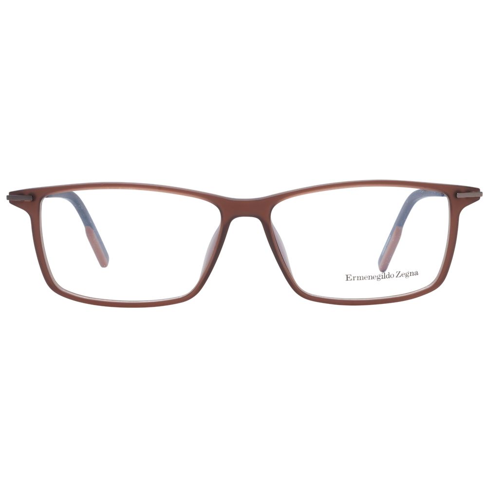 Eyeglasses Frames by Ermenegildo Zegna for men in plastic and brown showcases an refined full-frame frame design featuring a sophisticated brown coloured frame for an refined and refined aesthetic.
