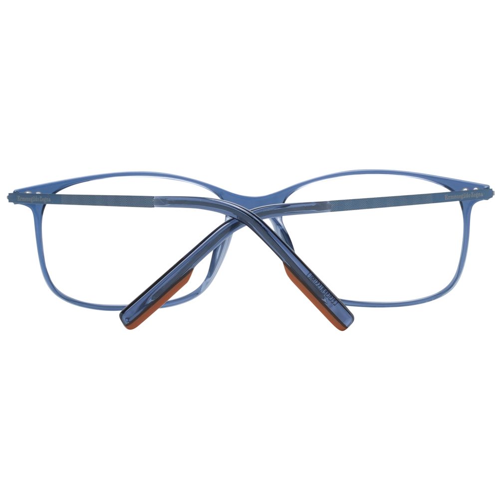 Eyeglasses Frames by Ermenegildo Zegna for men in titanium and blue showcases a refined silhouette, detailed with a blue coloured frame finish and a sophisticated full-frame frame design.