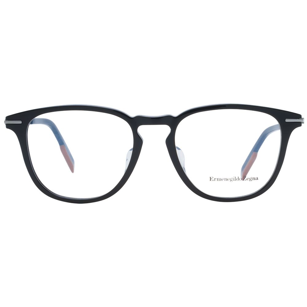 Eyeglasses Frames by Ermenegildo Zegna for men in plastic black showcases a refined full-frame frame design with a refined black coloured frame finish for a refined and sophisticated look.