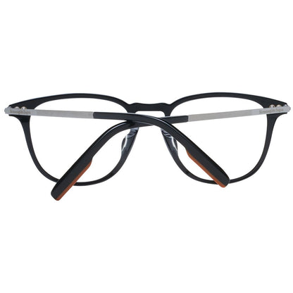 Eyeglasses Frames by Ermenegildo Zegna for men in plastic black showcases a reflective silhouette, artfully incorporating a sophisticated black coloured frame with a distinct full-frame frame design.