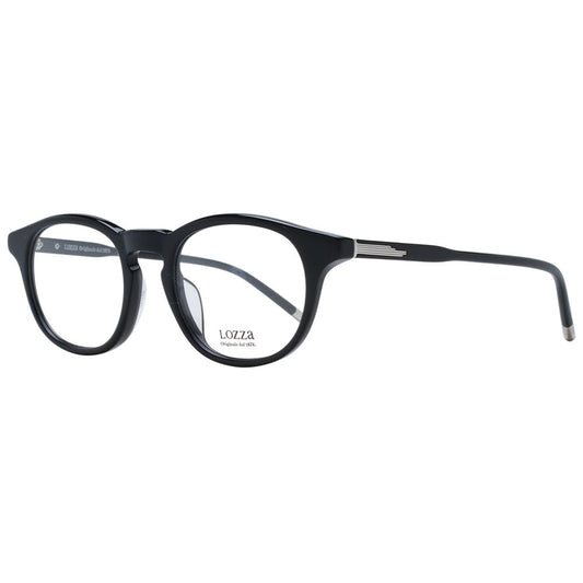 Eyeglasses Frames by Lozza for men in acetate black features an refined silhouette, showcasing a sophisticated black coloured frame and refined full-frame frame design for a refined look.