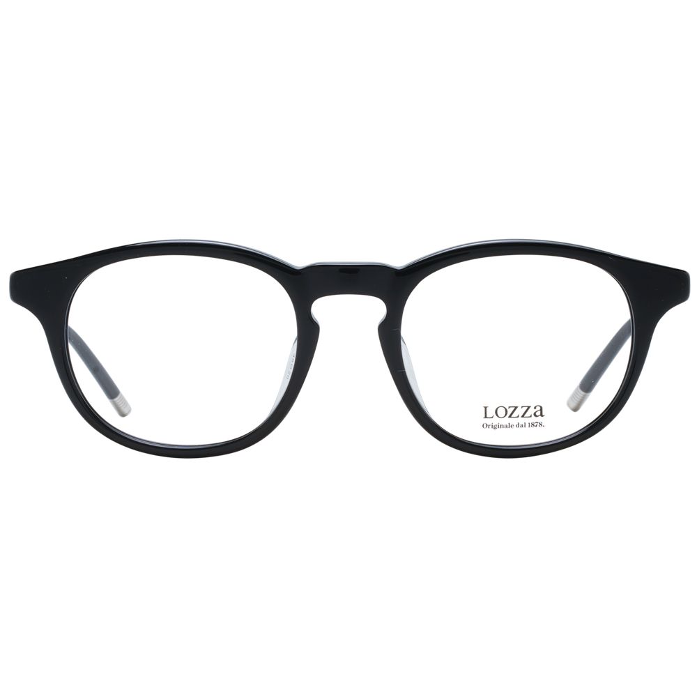 Eyeglasses Frames by Lozza for men in acetate black features an refined silhouette, showcasing the refined black coloured frame and sophisticated full-frame frame design.