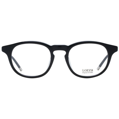 Eyeglasses Frames by Lozza for men in acetate black features an refined silhouette, showcasing the refined black coloured frame and sophisticated full-frame frame design.