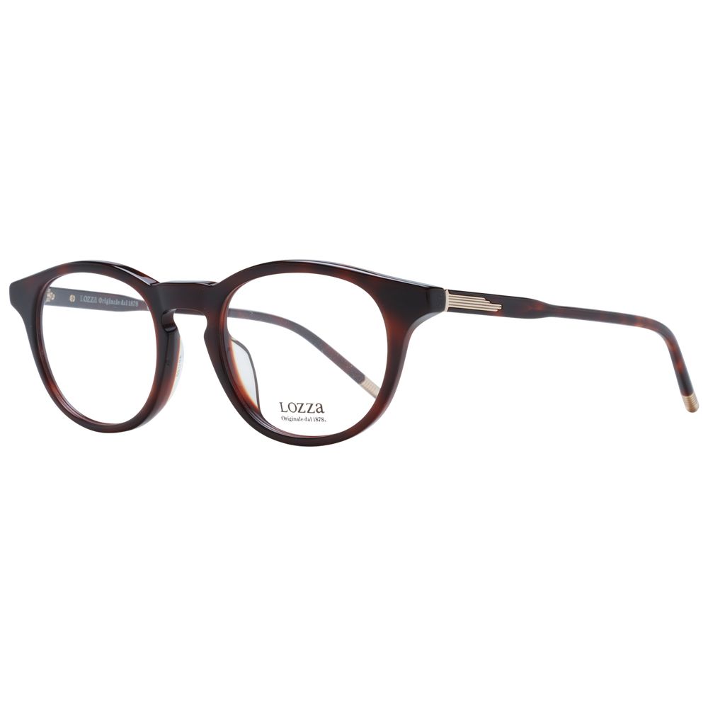 Eyeglasses Frames by Lozza for men in acetate brown features an refined silhouette, showcasing a sophisticated brown coloured frame and refined full-frame frame design for a refined look.
