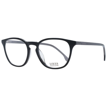 Eyeglasses Frames by Lozza for unisex in acetate black showcases a reflective silhouette, artfully incorporating a sophisticated black coloured frame with a distinct full-frame frame design.