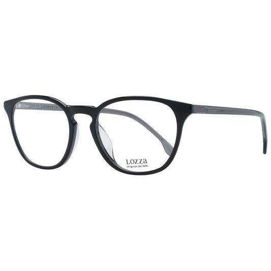 Eyeglasses Frames by Lozza for unisex in acetate black showcases a reflective silhouette, artfully incorporating a sophisticated black coloured frame with a distinct full-frame frame design.