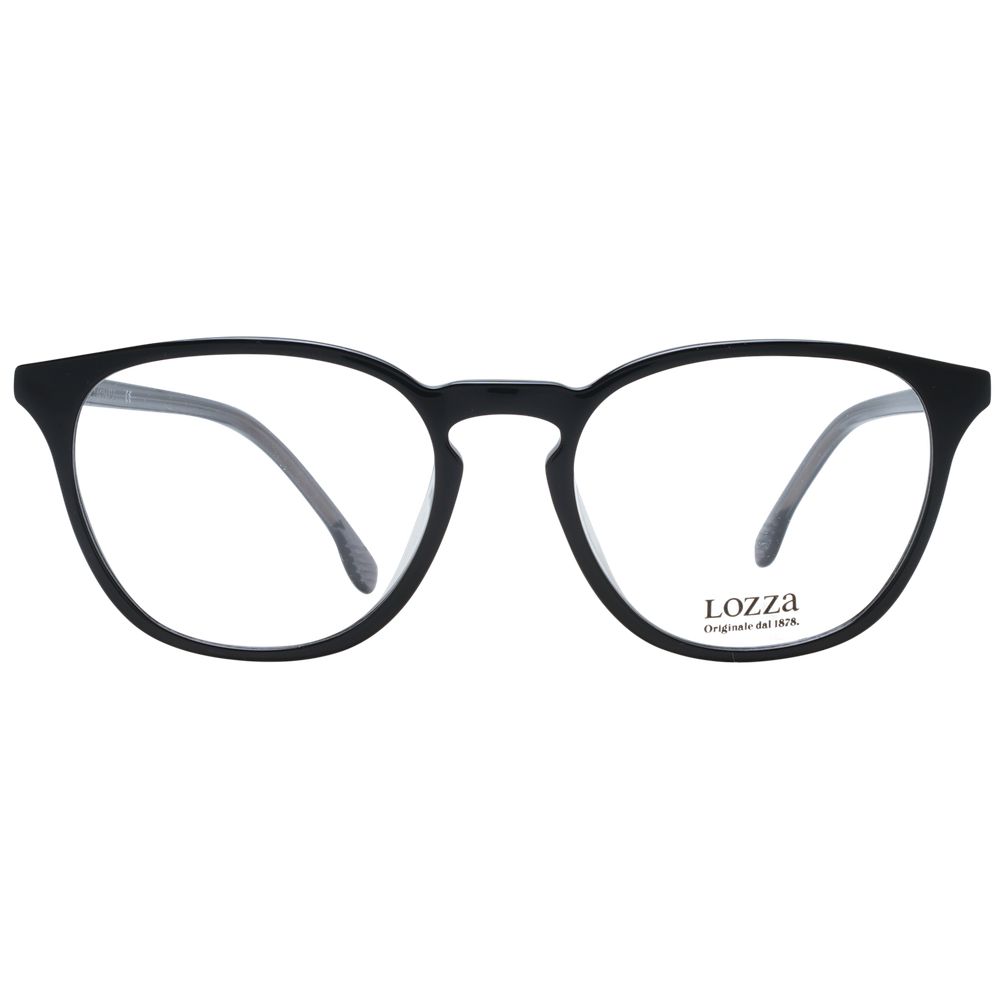 Eyeglasses Frames by Lozza for unisex in acetate black features an refined silhouette, showcasing the refined black coloured frame and sophisticated full-frame frame design.