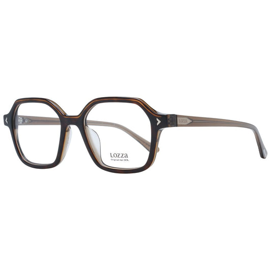 Eyeglasses Frames by Lozza for unisex in acetate brown features an refined silhouette, showcasing a sophisticated brown coloured frame and refined full-frame frame design for a refined look.