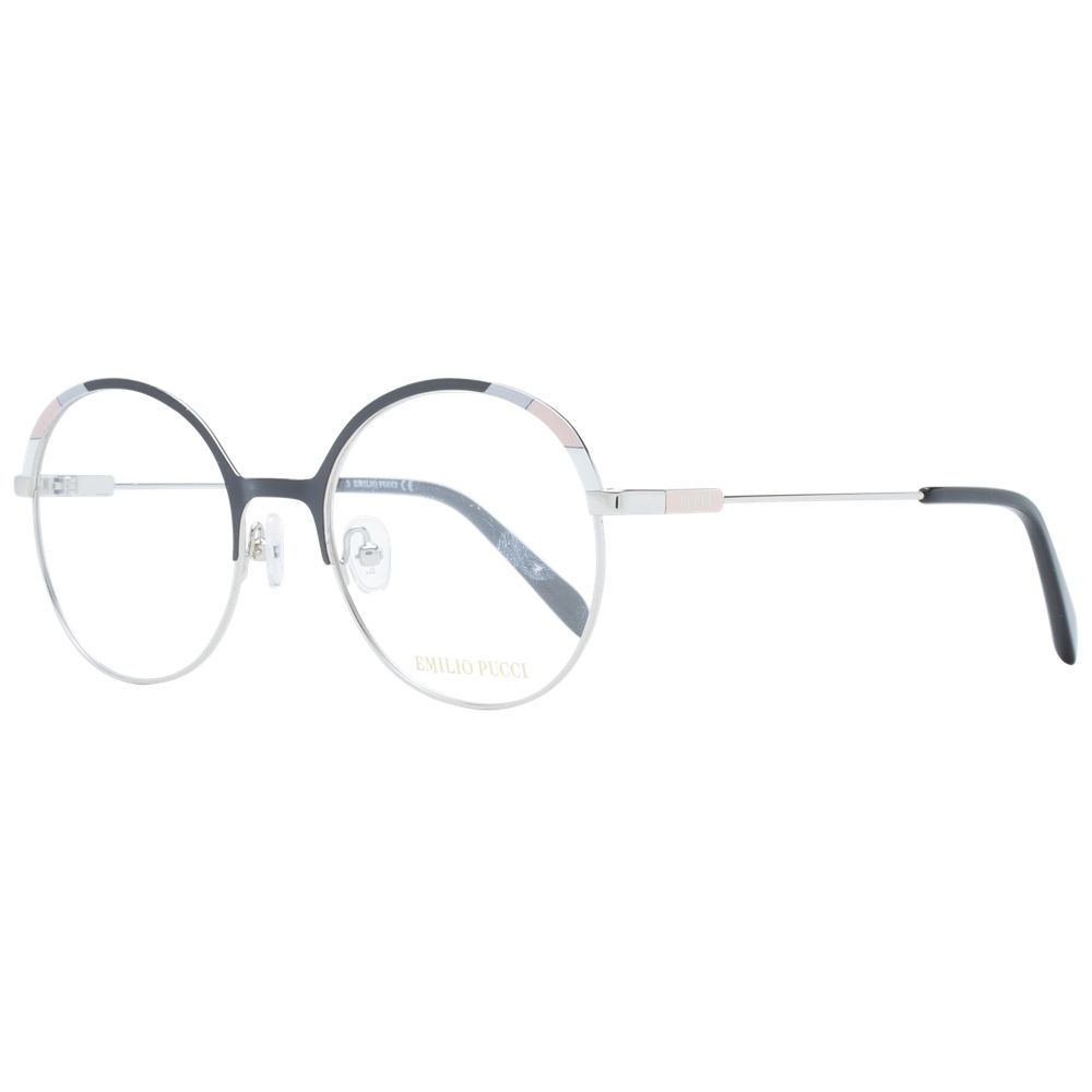 Eyeglasses Frames by Emilio Pucci for women in metal and black showcases a refined silhouette, detailed with a black coloured frame finish and a sophisticated full-frame frame design.