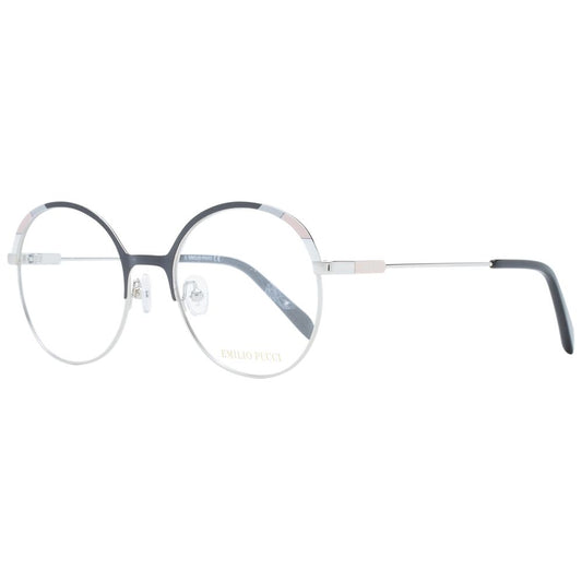 Eyeglasses Frames by Emilio Pucci for women in metal and black showcases a refined silhouette, detailed with a black coloured frame finish and a sophisticated full-frame frame design.