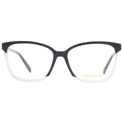 Eyeglasses Frames by Emilio Pucci for women in plastic and black showcases an refined full-frame frame design featuring a sophisticated black coloured frame for an refined and refined aesthetic.