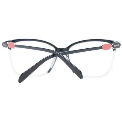 Eyeglasses Frames by Emilio Pucci for women in plastic and black showcases a refined silhouette, detailed with a black coloured frame finish and a sophisticated full-frame frame design.
