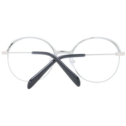 Eyeglasses Frames by Emilio Pucci for women in metal black showcases a reflective silhouette, artfully incorporating a sophisticated black coloured frame with a distinct full-frame frame design.