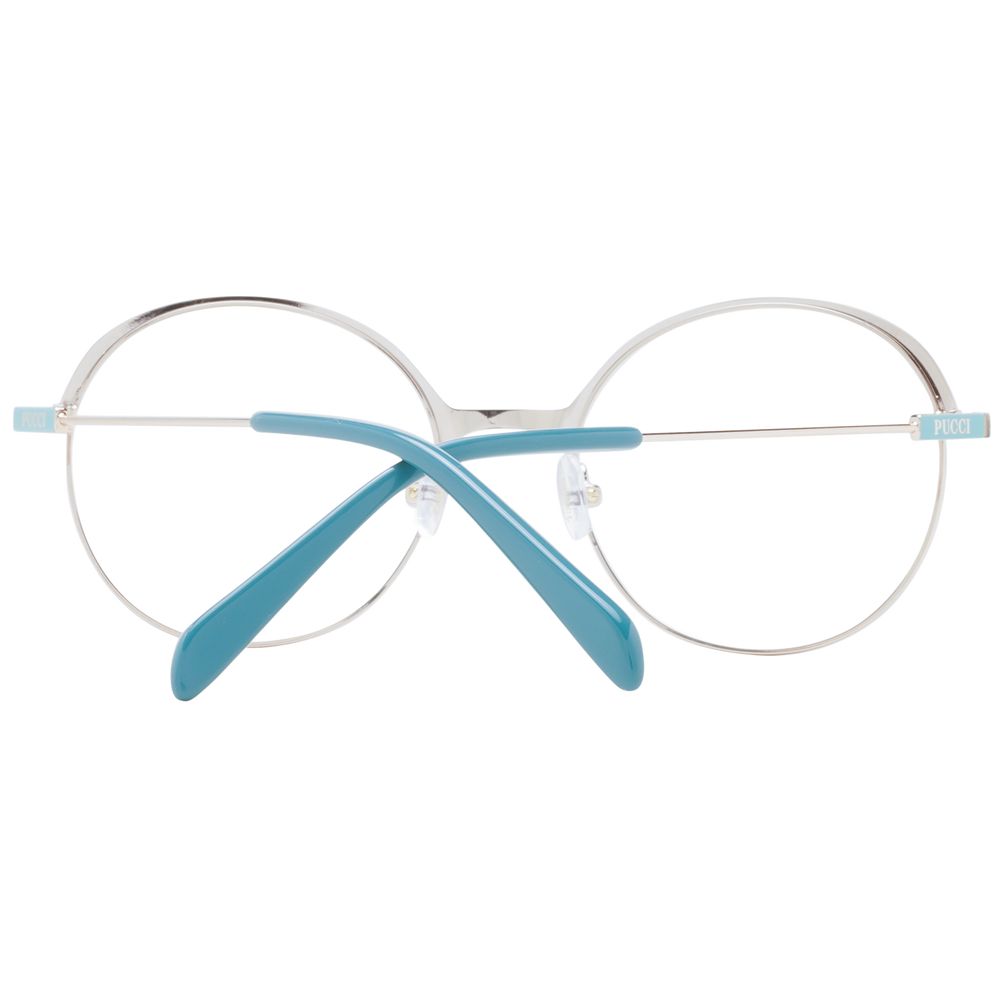 Eyeglasses Frames by Emilio Pucci for women in metal and turquoise showcases a refined silhouette, detailed with a turquoise coloured frame finish and a sophisticated full-frame frame design.