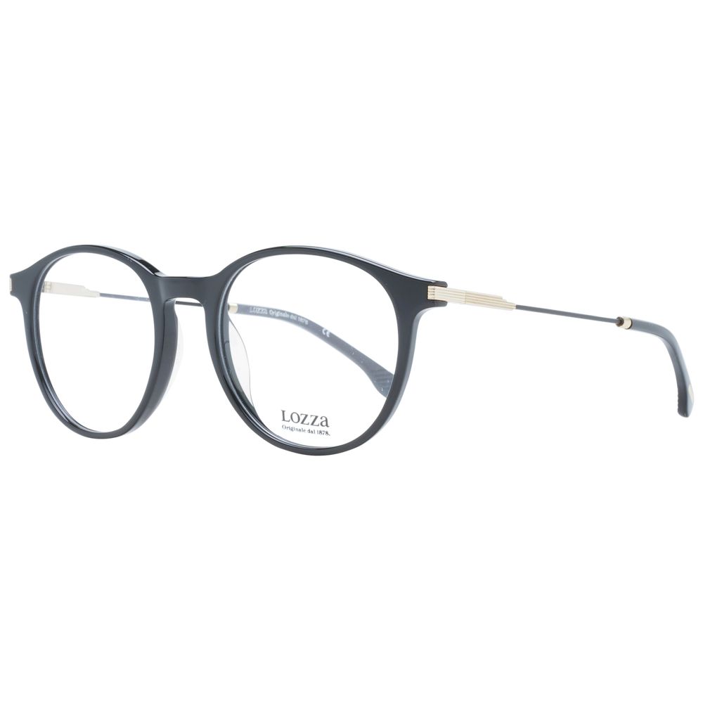 Eyeglasses Frames by Lozza for unisex in acetate black showcases a reflective silhouette, artfully incorporating a sophisticated black coloured frame with a distinct full-frame frame design.