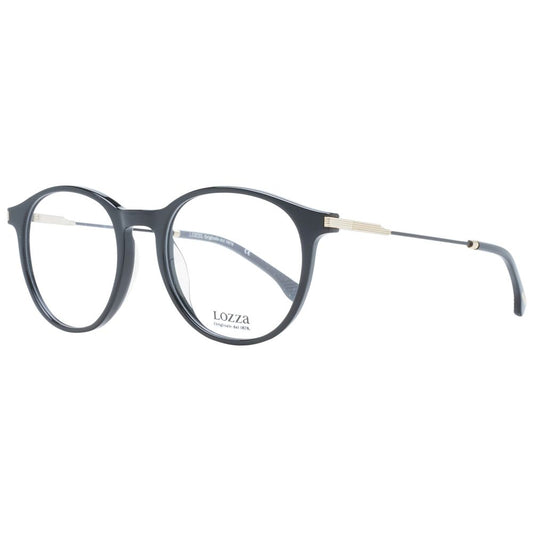 Eyeglasses Frames by Lozza for unisex in acetate black showcases a reflective silhouette, artfully incorporating a sophisticated black coloured frame with a distinct full-frame frame design.