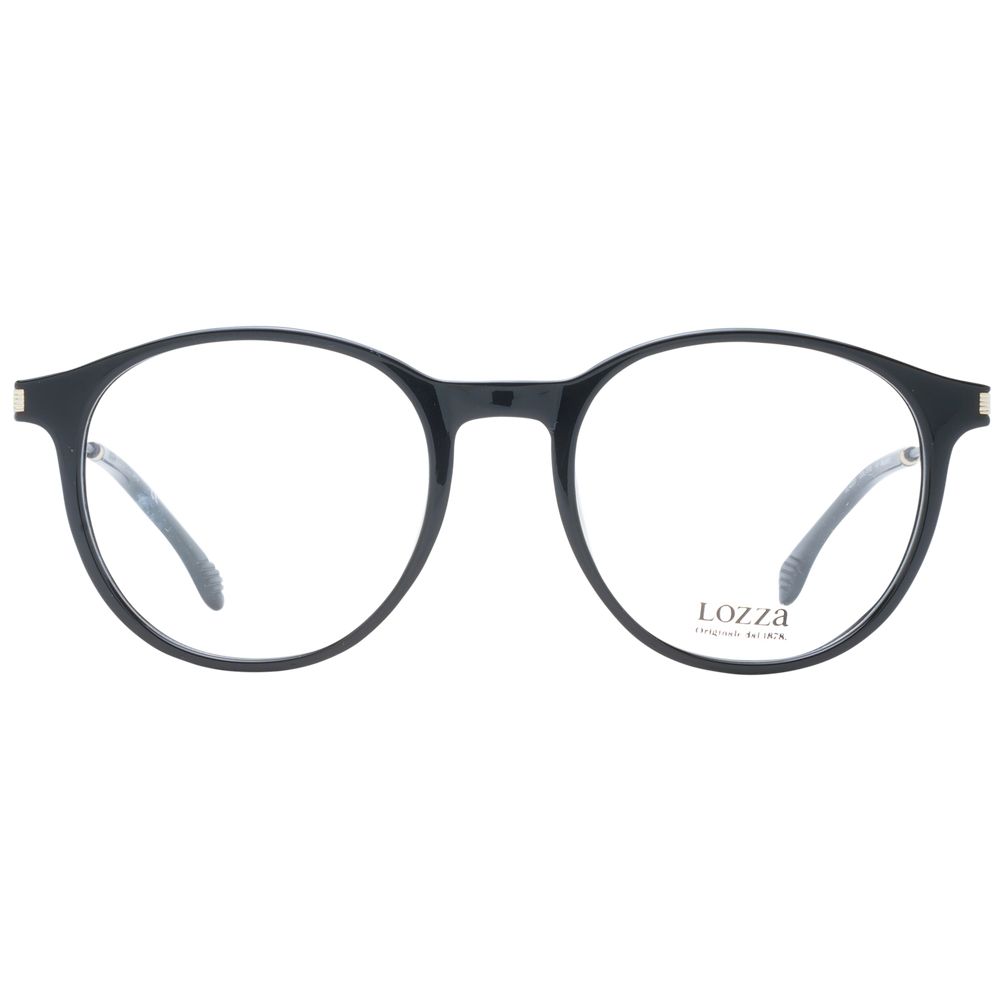 Eyeglasses Frames by Lozza for unisex in acetate black features a refined silhouette, showcasing a refined black coloured frame and full-frame frame design for a sophisticated, premium look.