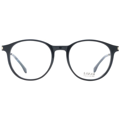 Eyeglasses Frames by Lozza for unisex in acetate black features a refined silhouette, showcasing a refined black coloured frame and full-frame frame design for a sophisticated, premium look.