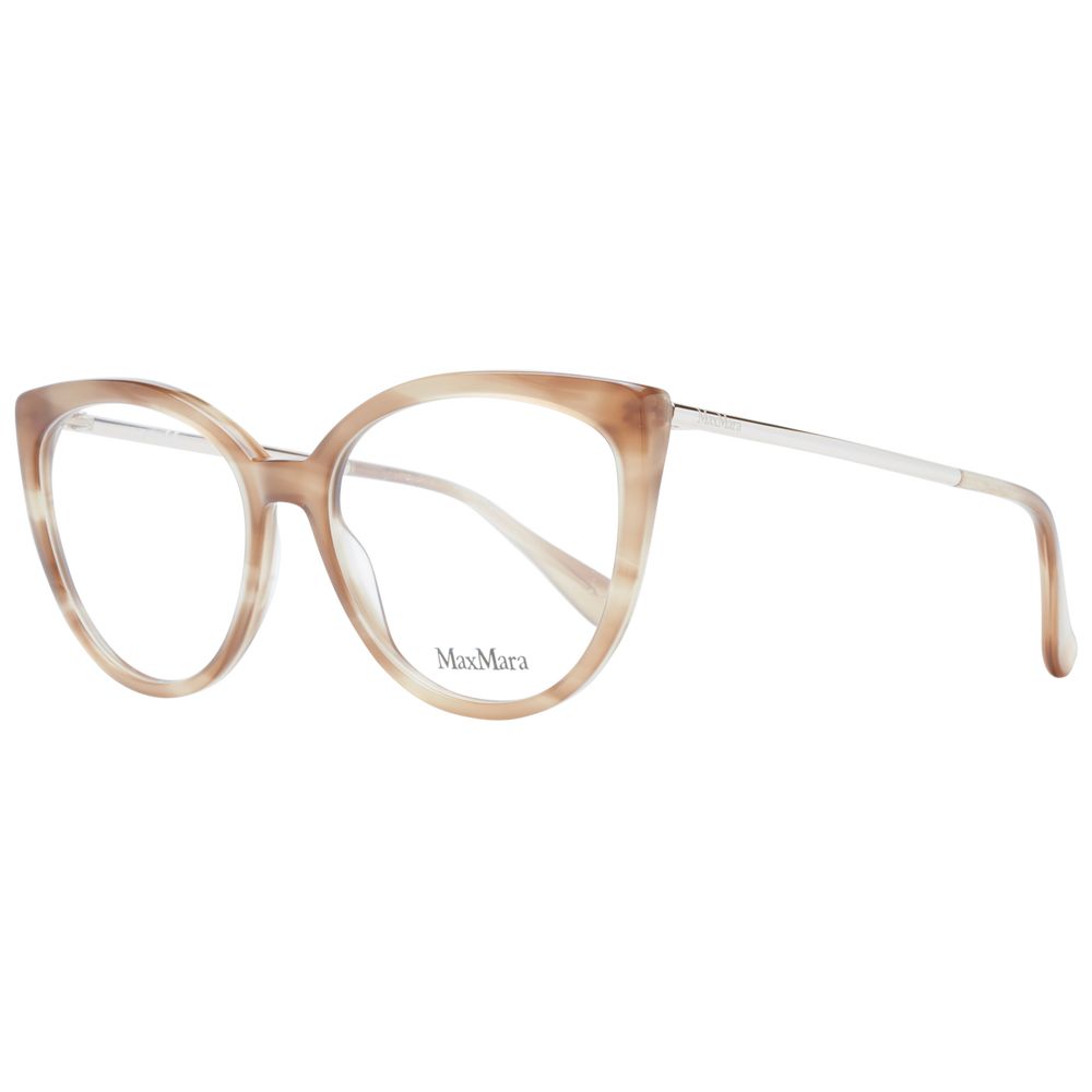 Eyeglasses Frames by Max Mara for women in plastic and brown showcases an refined full-frame frame design featuring a sophisticated brown coloured frame for an refined and refined aesthetic.