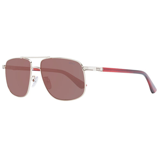 Sunglasses by BMW for men in metal and rose-gold featuring an opulent aviator full-rim frame design with a sophisticated rose-gold coloured frame finish and high-performance mirrored category-3-dark-tint lens.