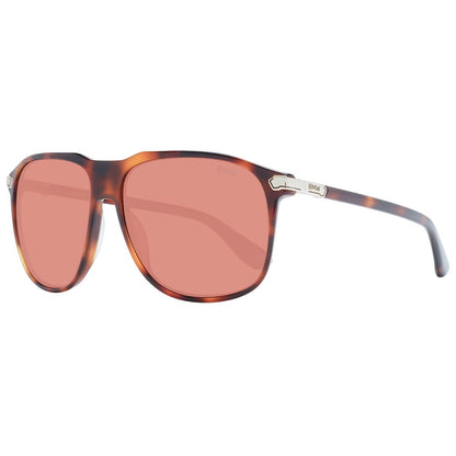 Sunglasses by BMW for men in plastic brown showcases a ethereal silhouette, featuring brown coloured frame aviator full-rim frame design with mirrored category-2-medium-tint lens for a ethereal finish.
