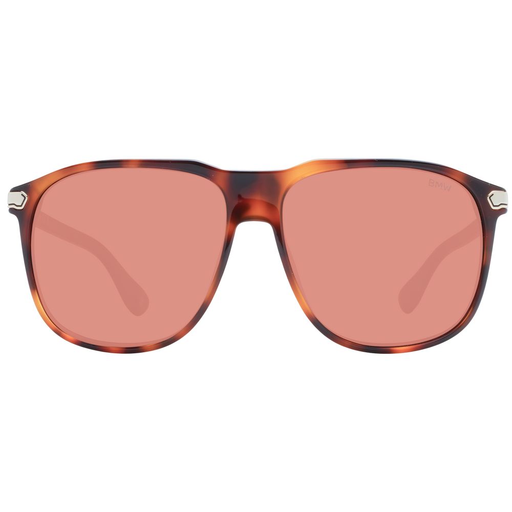 Sunglasses by BMW for men in plastic and brown presents a sumptuous silhouette, featuring brown coloured frame and aviator full-rim frame design with mirrored category-2-medium-tint lens for a sumptuous look.