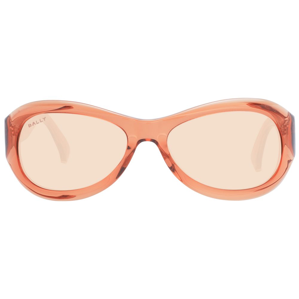 This Sunglasses by Bally for unisex in brown presents a sumptuous silhouette, showcasing a sumptuous full-rim oval frame design in brown coloured frame and high-performance mirrored category-1-light-tint lens.