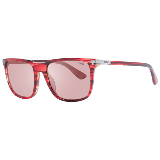 Sunglasses by BMW for men in plastic red features a sumptuous silhouette, showcasing a sumptuous full-rim square frame design in red coloured frame with high-performance mirrored category-3-dark-tint lens.