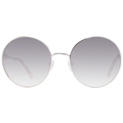 This Sunglasses by Emilio Pucci for women in metal rose-gold presents a sumptuous silhouette, showcasing a sumptuous full-rim round frame design in rose-gold coloured frame and high-performance gradient category-2-medium-tint lens.